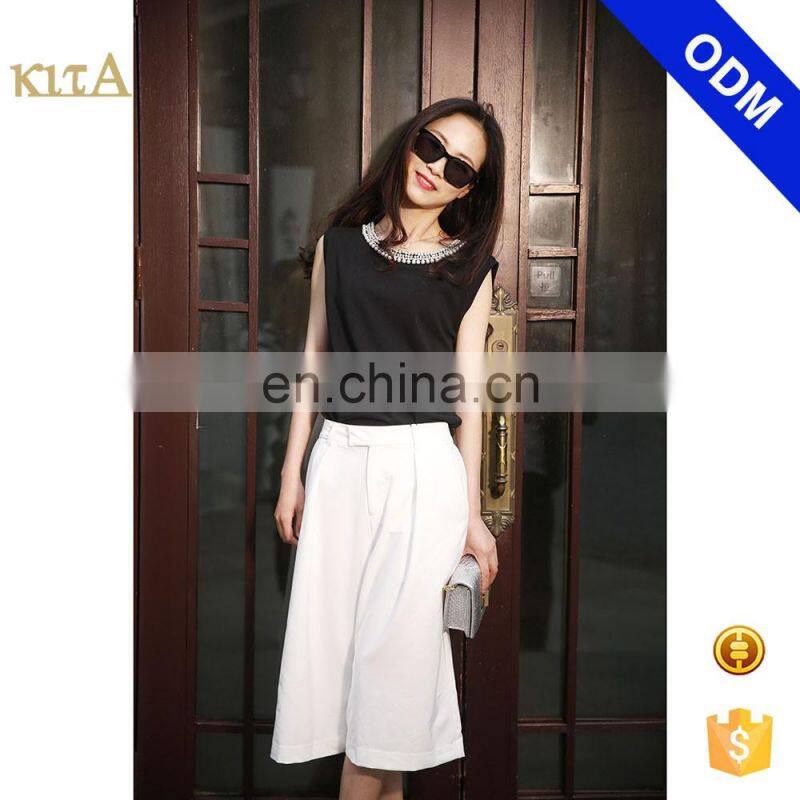 Hot sale women's beaded cotton knitted vest top