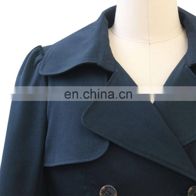 2016 Top sale Lady Autumn Double Breasted Dust Coat with Belt