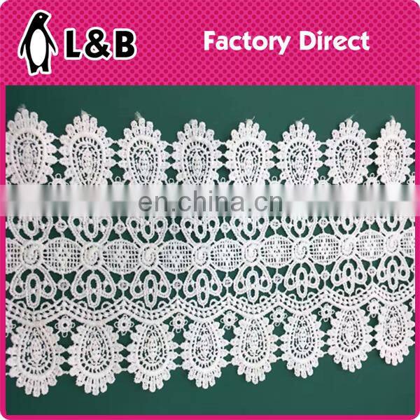 2017 wholesale white embroidery water soluble polyester lace