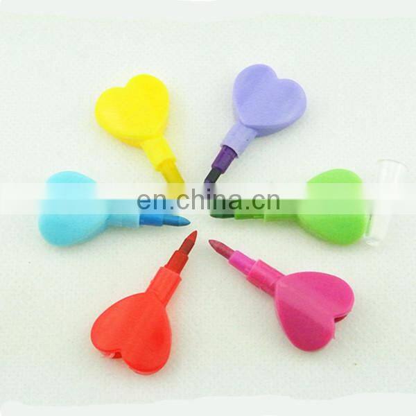 stacking crayon 6 colors heart shaped stacker crayon without printing