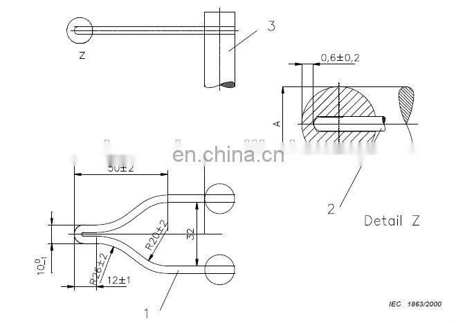 IEC60695-2-10 Figure 1 U-type glow wire loop test thermocouple