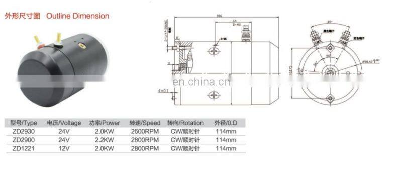 Jinle factory 24V 2.2KW DC Motor For Muck truck