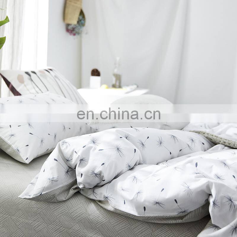 i@home Nordic version cotton high quality linen bed sheets sets duvet cover with dandelion delicate pattern for living room