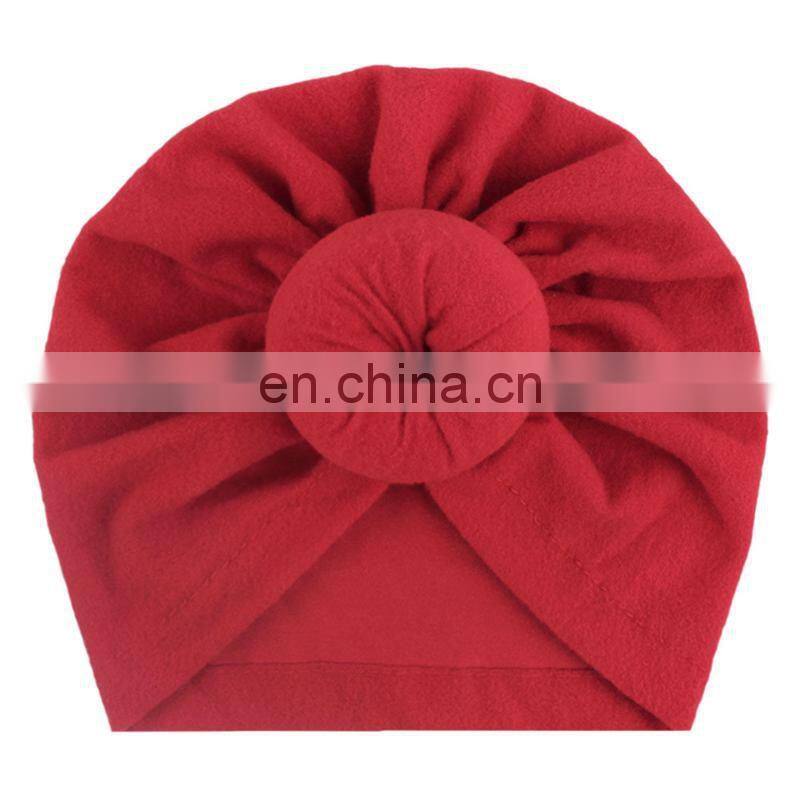 11colors Europe style organic cotton solid color rabbit ear bowknot baby turban hat free choose