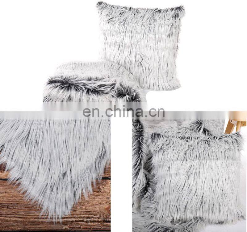 High quality grey peacocks feather imitation faux fur throw pillows breathable soft real peacock fur pillows