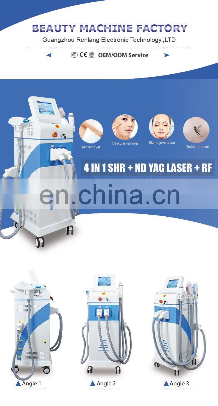 4 in 1 e-light ipl rf skincare shr epilator equipment with q switch nd yag laser tattoo removal system