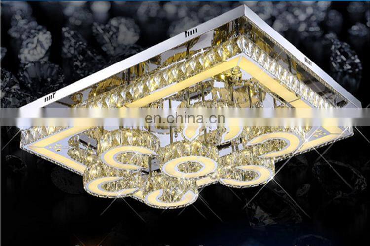 Stainless steel LED crystal lamp, modern simple living room, bedroom ceiling lamp