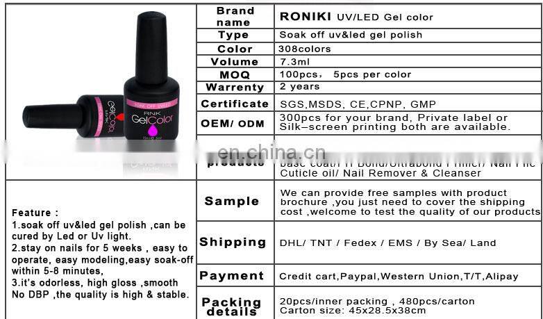 Free Products Sample Love Easy Color Soak of Uv Led RNK Gel Halal Nail Polish