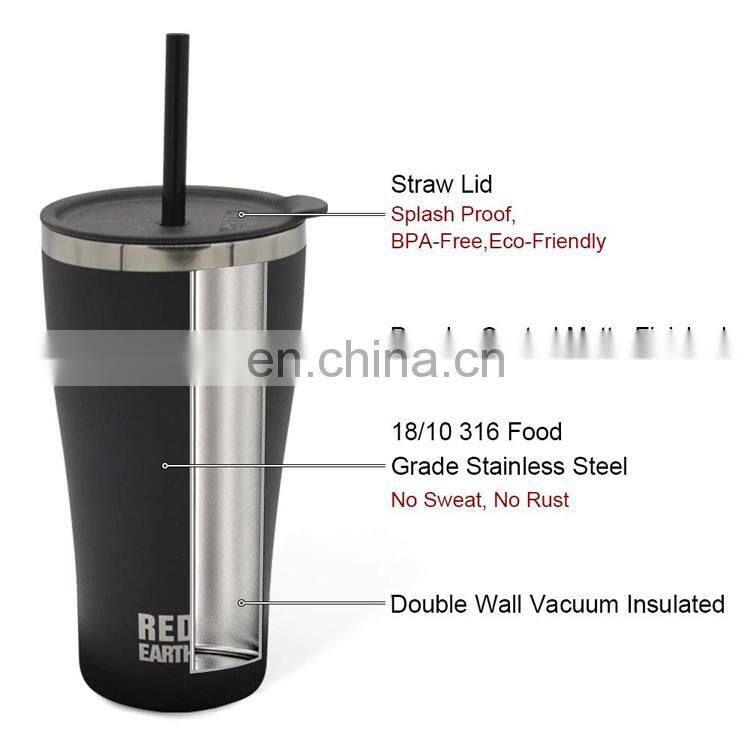 Customized logo thermal leak proof coffee cup w/lid and straw Double wall Stainless steel 530ml Vacuum insulated water mug