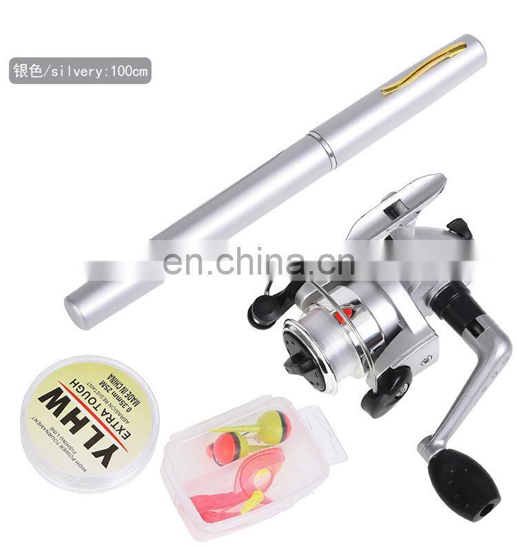 Fishing Rod Reel Combo Set Mini Telescopic Portable Pocket Pen Fishing Rod Pole + Aluminum Alloy Reel + Lures Baits + Jig Hooks
