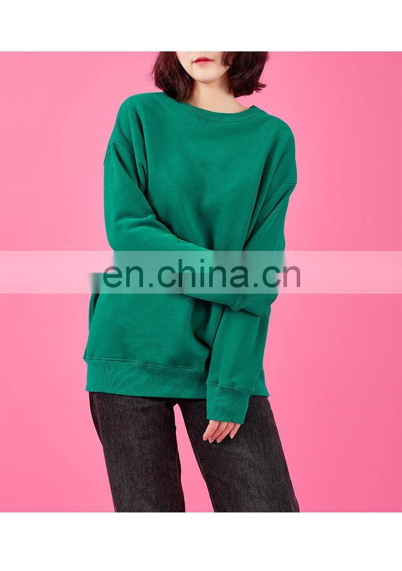 2021 autumn and winter new warm Korean round neck solid color fashion trend loose ladies pullover sweater