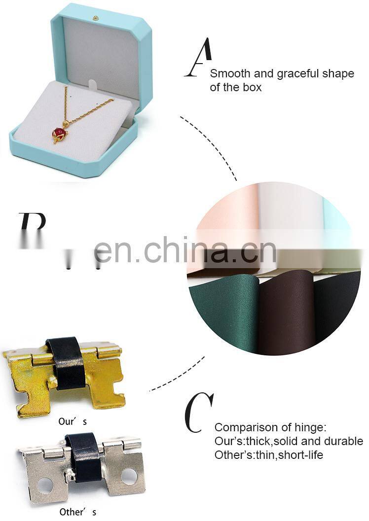 Wholesale Custom Logo Light Blue Pu Leather Jewelry Packaging Pendant Box