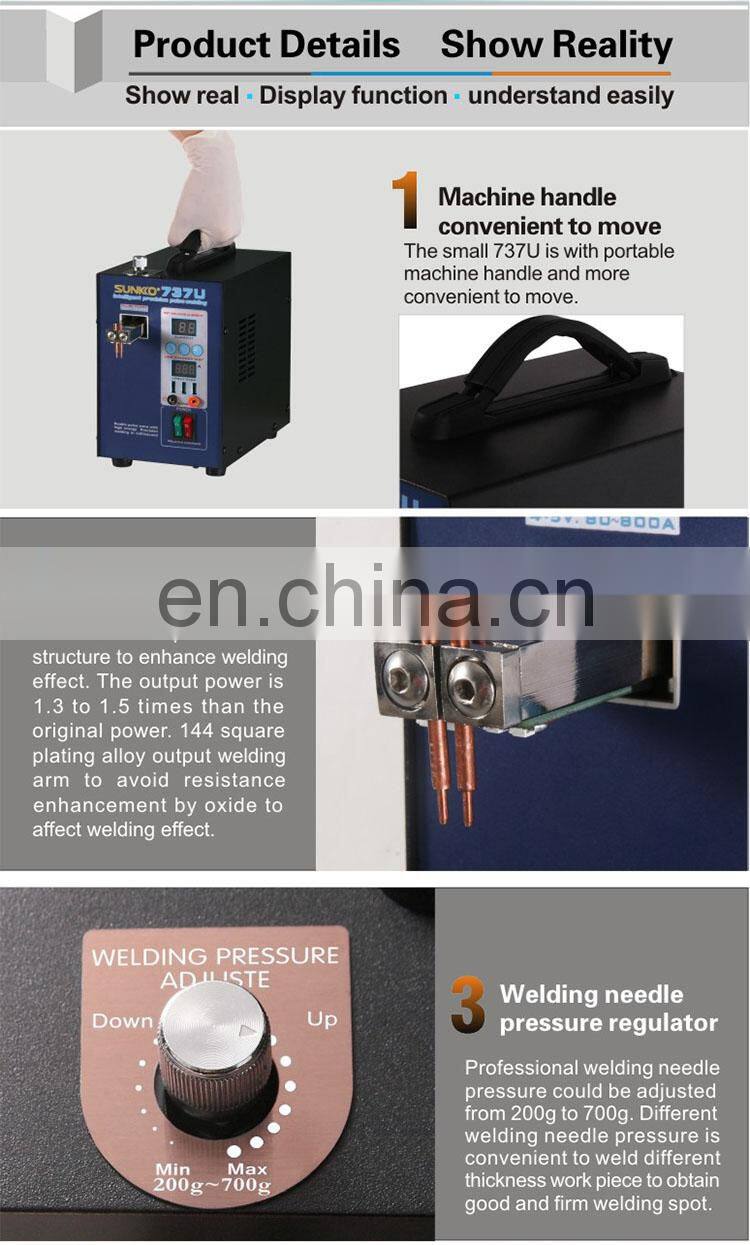 SUNKKO 737U 220V/110V 2800W Digital Display Spot Welder 18650 Battery Spot Welder