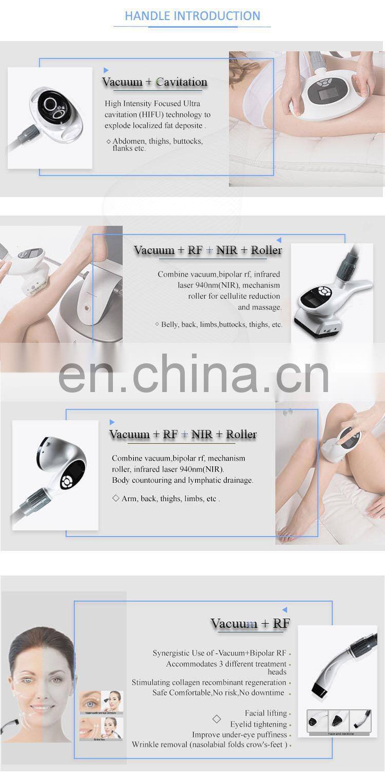 Vertical ultrasonic cavitation vaccum RF roller massage anti cellulite body shaping slimming machine