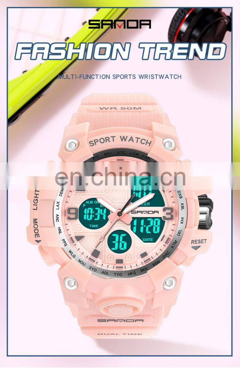 SANDA 942 women men digital watch Fashion Sports Waterproof Watch Analog Digital watches men wrist shock