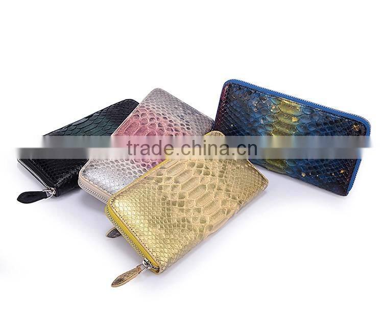 Custom Logo Lady Luxury Genuine Python Snake Skin Leather Clutch Bag Wallet for women