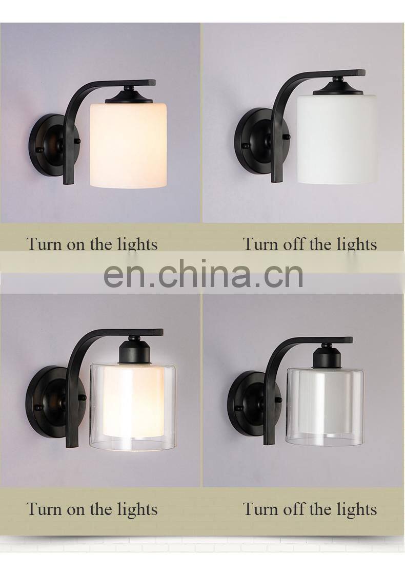 American living room simple fabric bedroom bedside lamp creative wall lamp wrought iron single head wall lamps
