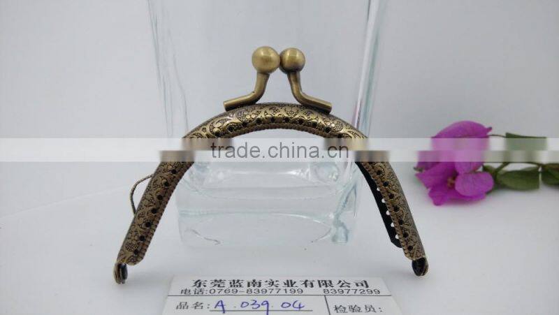 KINGSO 5PCS Retro Metal Frame Purse Coin Bag Kiss Clasp Lock DIY Craft 12.5*5.5 cm Assorted Lotus Bead