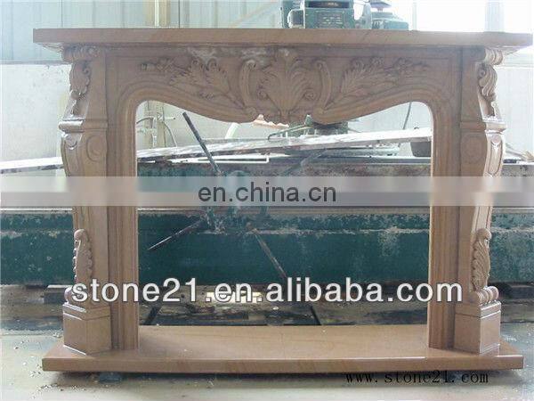 Decorative stone fireplace mantel