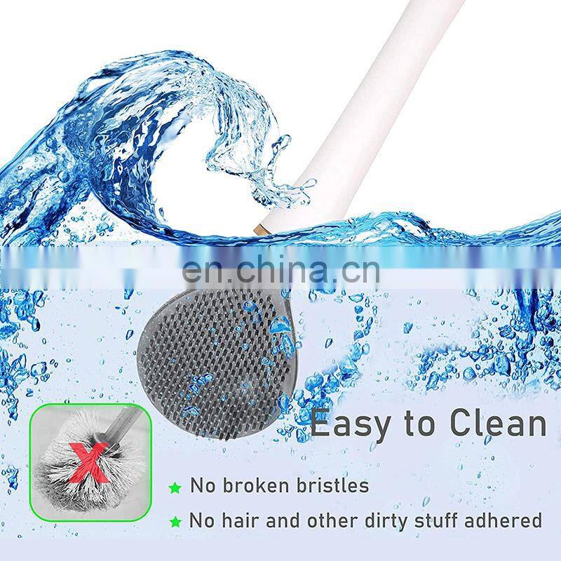 Silicone Toilet Brushes With Holder Set Wall-Mounted Long Handled Toilet Cleaning Brush Modern Hygienic Bathroom Accessories