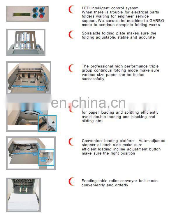 A4 size two plates folder friction feed paper folding machine