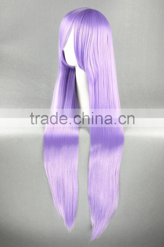 High Quality 100cm Long Straight Gin Tama-Sarutobi Ayame Light Purple Synthetic Anime Wig Cosplay Hair Wig Party Wig