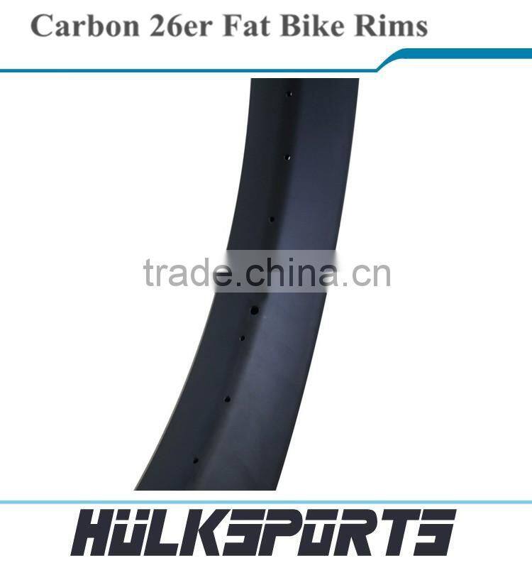High-end 26er fat bike carbon wheelset 3K/UD 80 mm fatbike rims 18mm profile depth carbon hooklesse/clincher mtb rim
