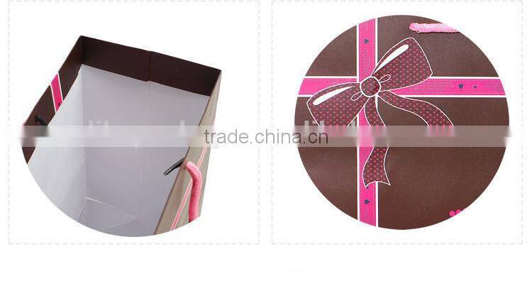 coffee color with UV printing gift paper bag/paper shopping bag