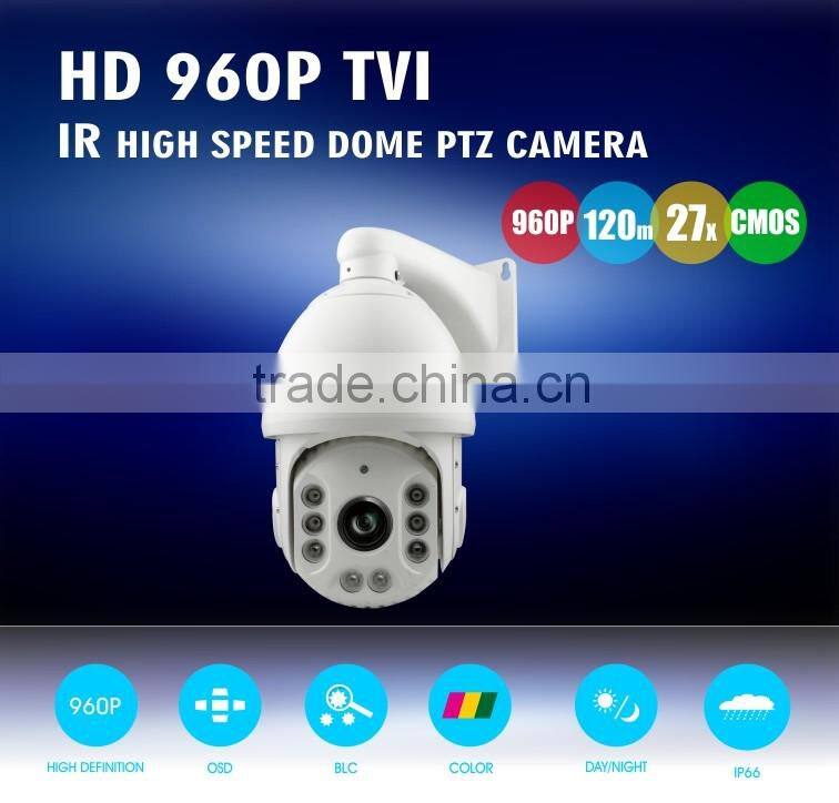Full HD 1.3MP 960P 27X 678 TVI IR High Speed Dome Camera with Outdoor IR 120m 1/3" CMOS