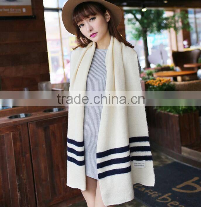 New Arrival Warm Fashion Long Striped Wool Acrylic Knitted Girls Winter Scarf