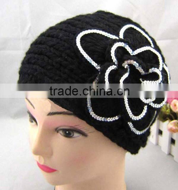 Sequin Flower Women Crochet Headband