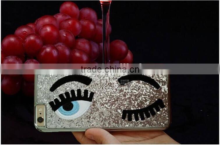 Shiny big eyes flash pink eyelashes phone case for iphone 6