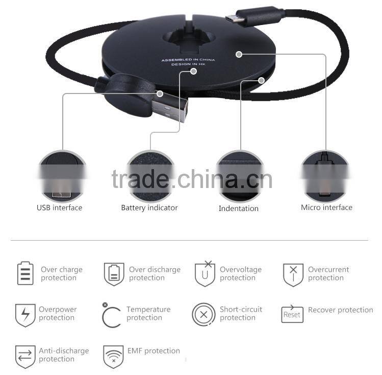 holly slim abs mobile power bank with built in cable/power charger