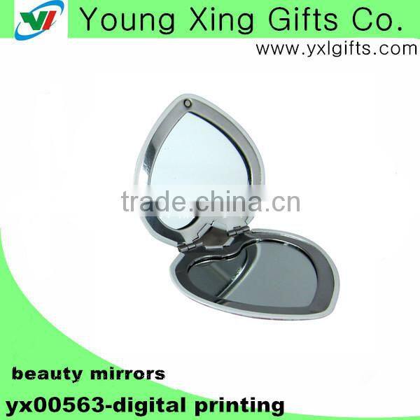 Aluminum digital pretty heart shape pocket mirror