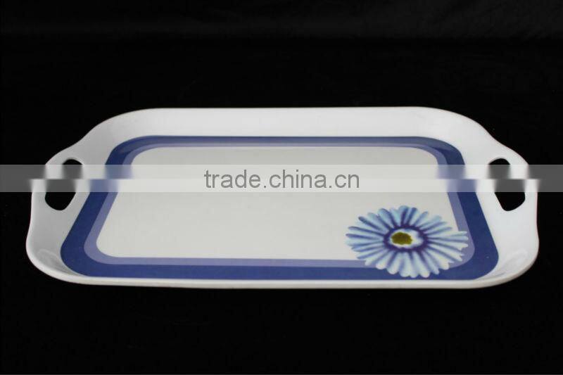 15.5 inch two-handled rectangular melamine tray
