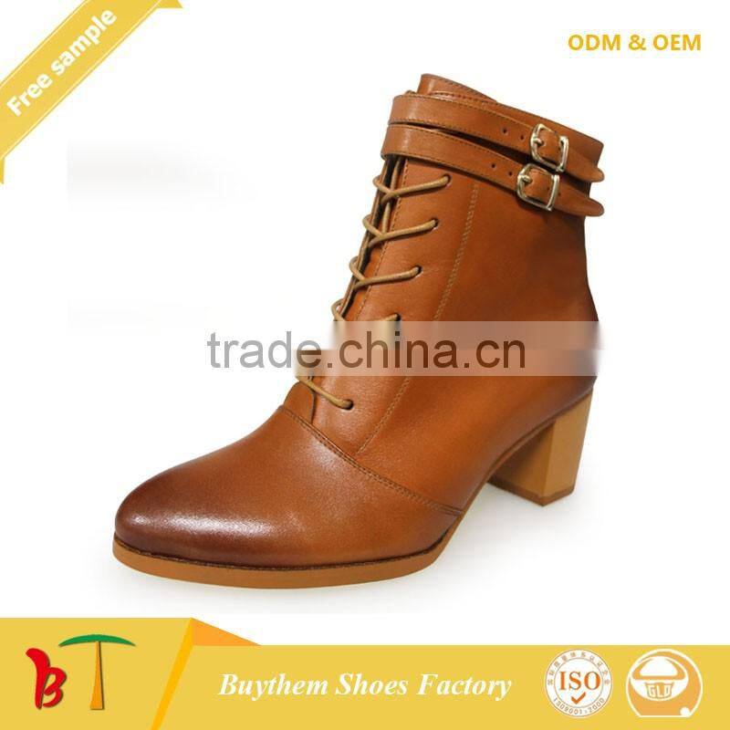 Hot selling ankle boots for women with low thick heel