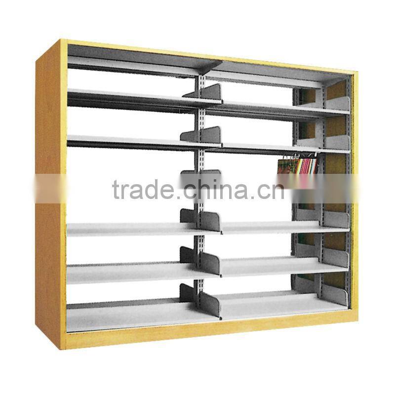 high quality school library stainless steel book shelf wooden book rack