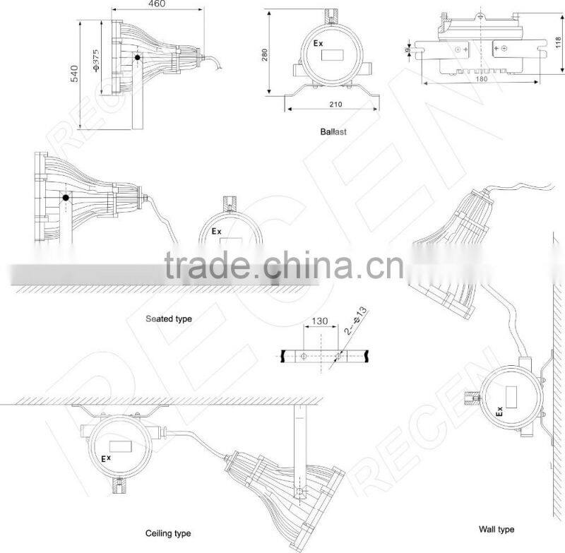 China manufacture 3 years warranty IP65 250 watt High power longevity aluminum alloy yellow MH/HPS explosion proof lighting