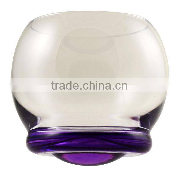 Clear transparent leadfree customized size UFO shaped clear yellow purple solid color drinking whisky glass