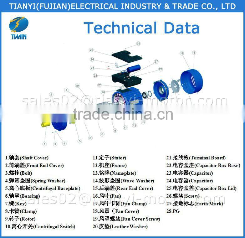 YL Single Phase Electric Motors with Capacitor Running