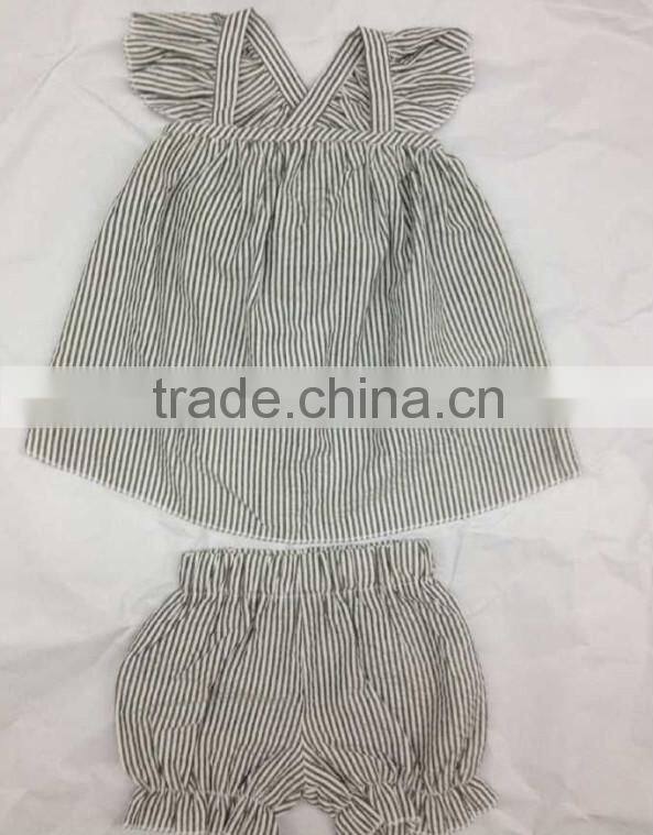 2015 New design toddler girls boutique clothing sets with Woven 100%cotton