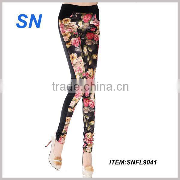 print leggings jeggings fashion design with flower