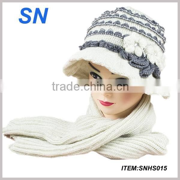 Winter fashion lady hat and scarf set