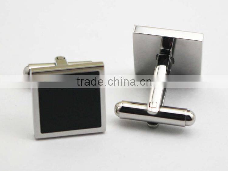 316L stainless steel square Black enamel cufflinks for men