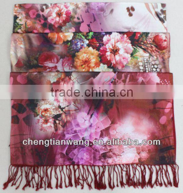 100% silk digital inkjet double scarf custom silk scarf
