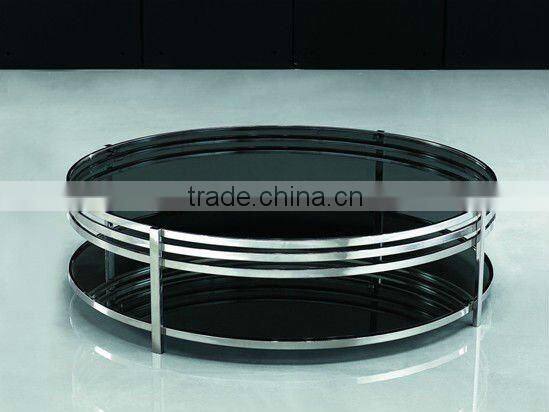 2 layer glass coffee table, round coffee table, Ula coffee table CT-012