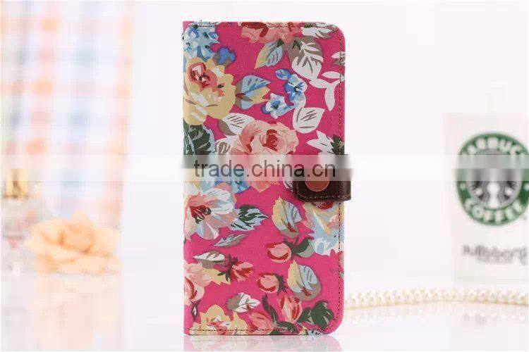 OEM and ODM Flower Pattern Purse Leather Case for iPhone 6 F-IPHLC020