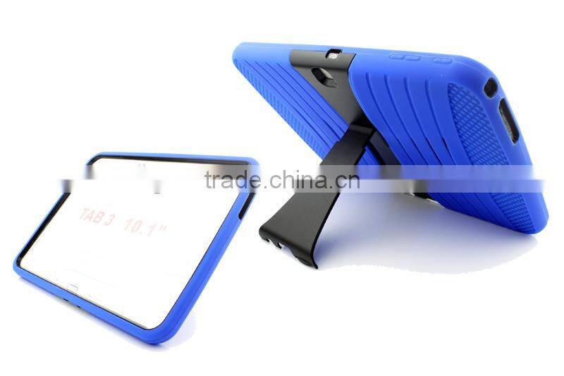 Coutinue Hot selling Heavy Duty Rugged impact case tough hard kickstand silicone rubber Case for Samsung Galaxy Tablet 3 10.1