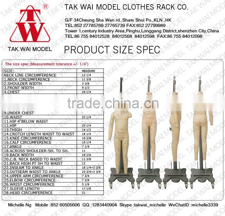 Lowest Price kids Asia standard size vintage adjustable mannequin