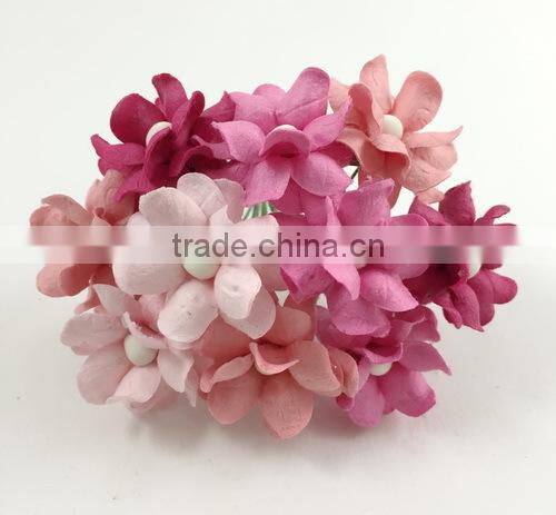 Pink Mixed , Small Handmade Mulberry Paper Flower, Wedding Party, Scrap-booking Crafts Pastel